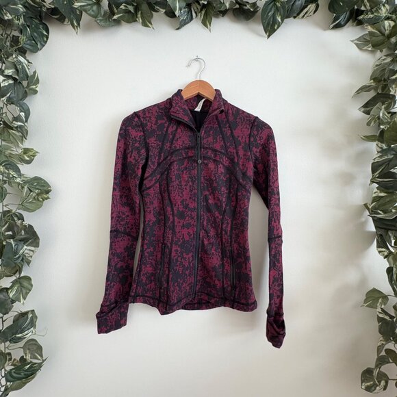 Lululemon Athletic Define Full Zip Luon Jacket Scatter Blossom Garnet Size 4 - Picture 1 of 9